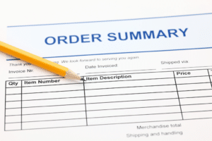 manual order sheet used in wholesale distribution