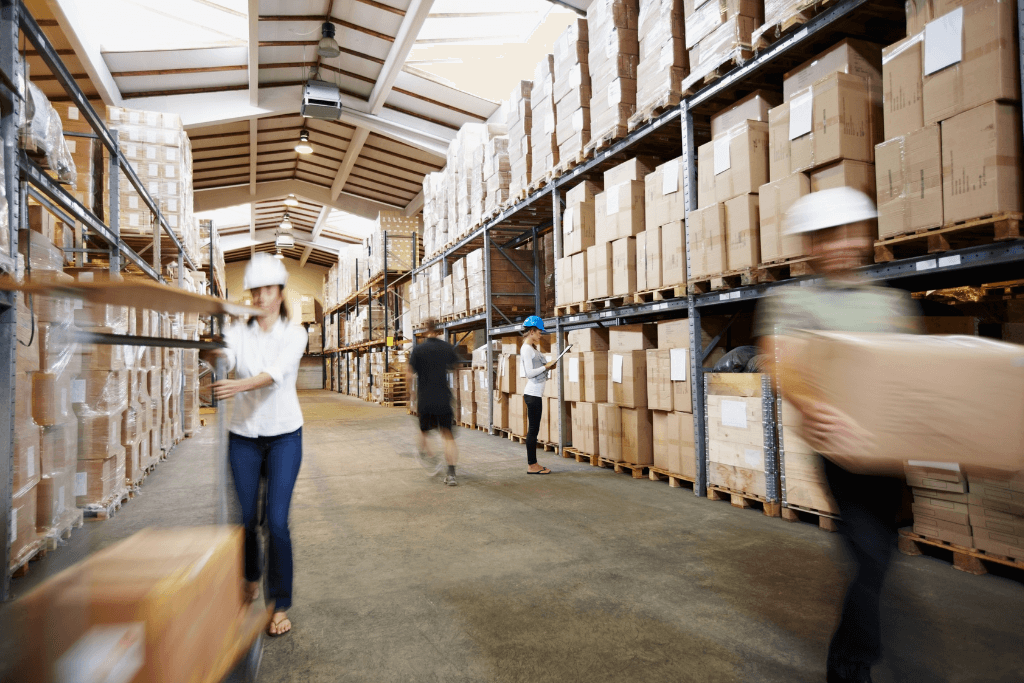 workers in warehouse used for wholesale distribution business