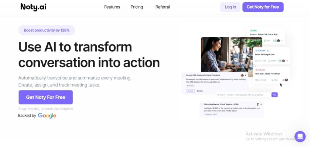 Noty AI- Handles Post-Meeting Tasks and Boost Productivity