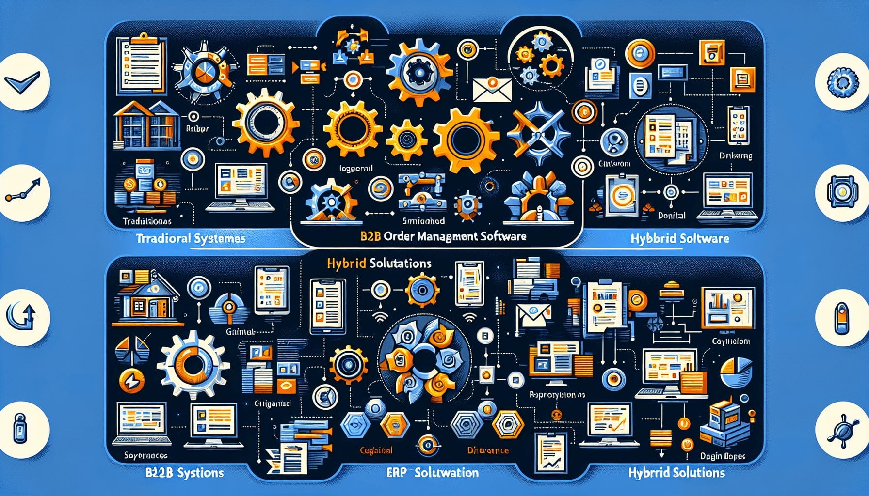 A visual representation of key types of B2B order management software.