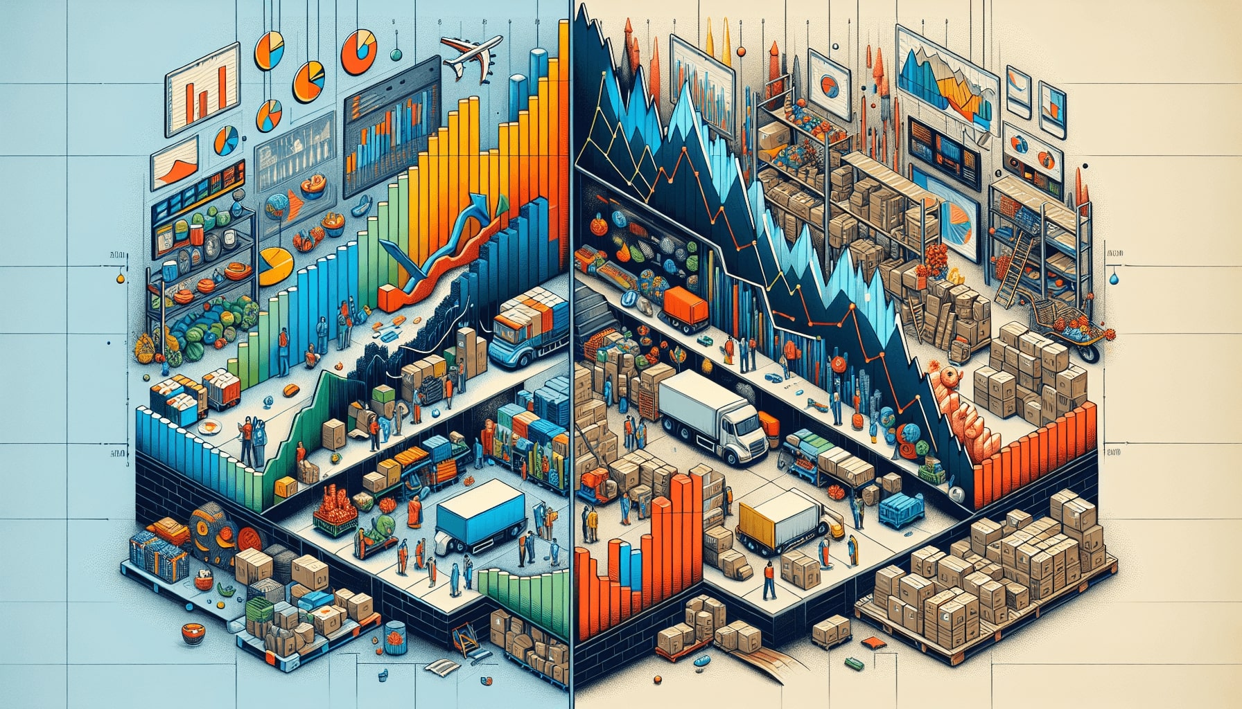 An illustration comparing high and low inventory turnover ratios