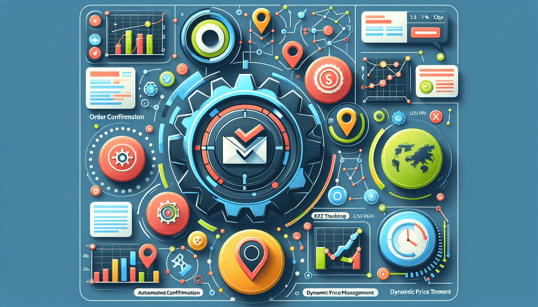 An illustration highlighting essential features of B2B order management software.