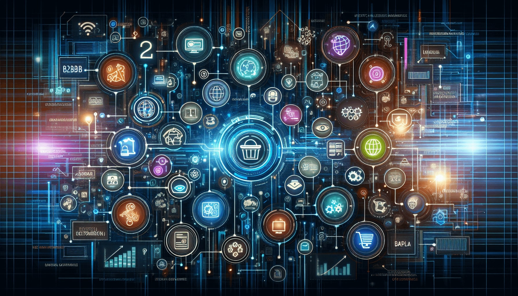 An illustration showcasing top B2B eCommerce platforms for 2024.