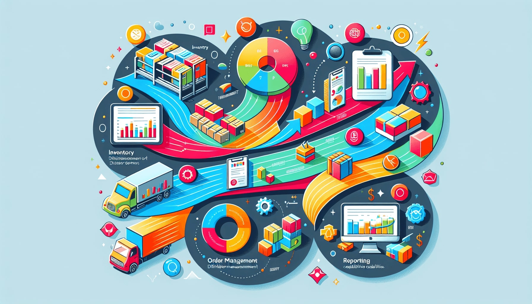 A visual representation of key features of distributor management software.