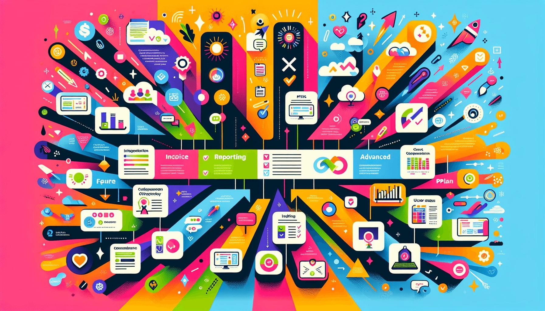 An illustration comparing QuickBooks Online Plus and Advanced features.