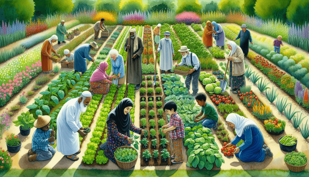 an artistic representation of sustainability and community commitment in the food industry.