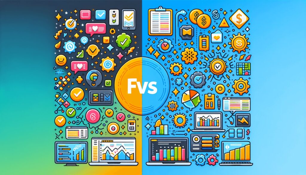 An illustration comparing free and paid inventory management software.