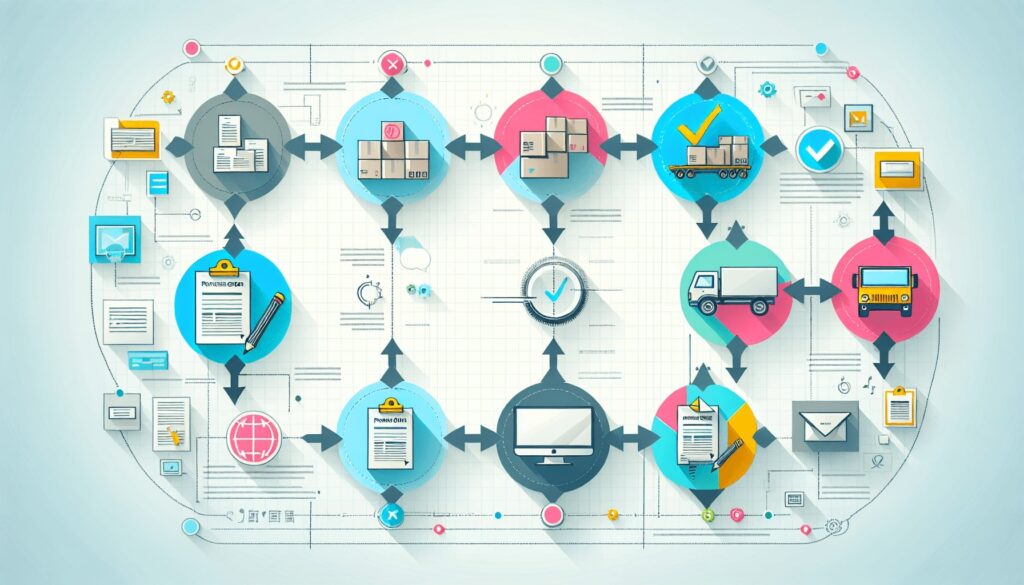 An infographic illustrating the purchase order process