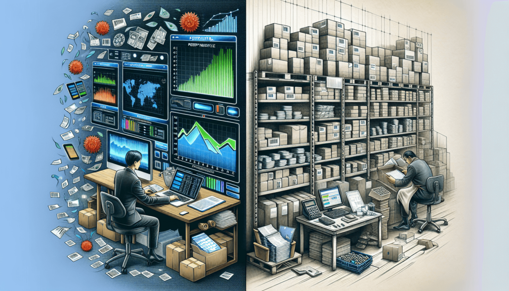 An illustration comparing perpetual vs periodic inventory systems