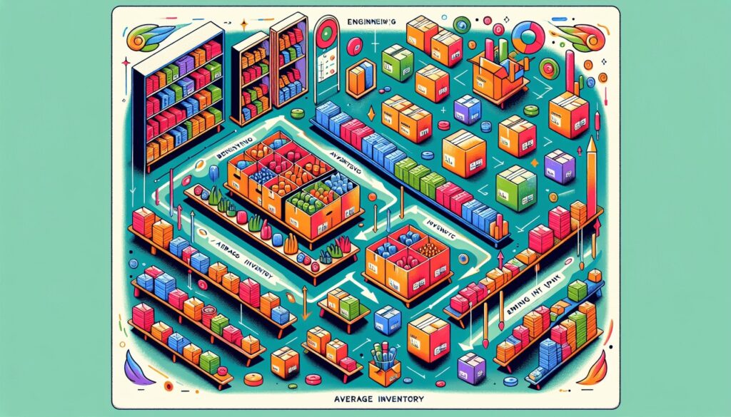 An illustration showing the concept of average inventory in inventory management.