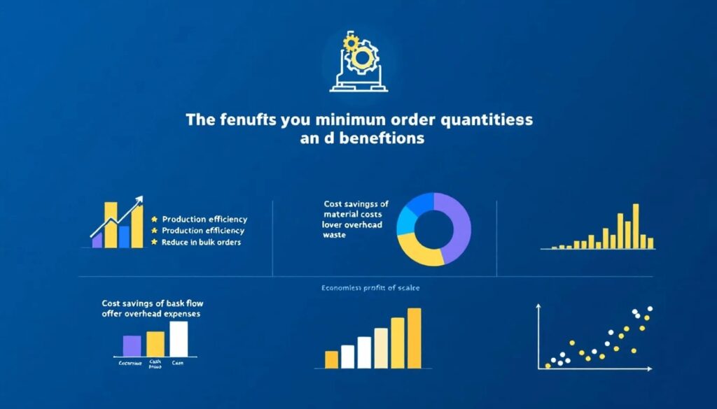 An infographic highlighting the benefits of minimum order quantities for businesses.