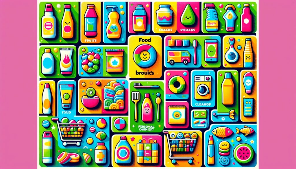 Major categories of FMCG products represented in a visual format