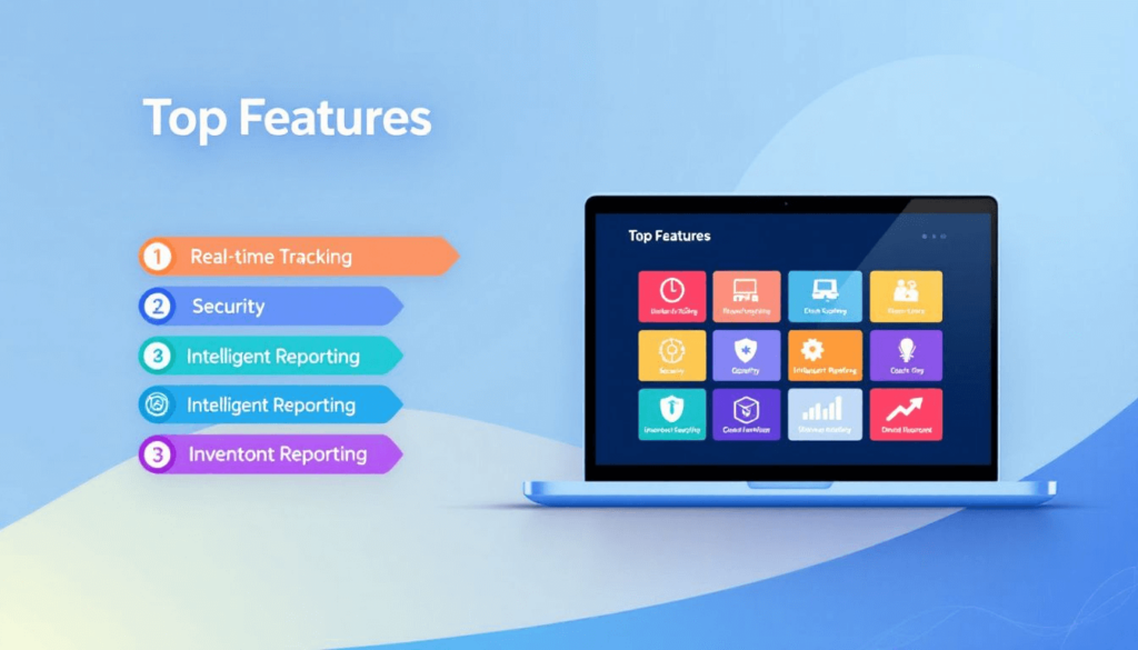 An infographic showing top features of inventory software.