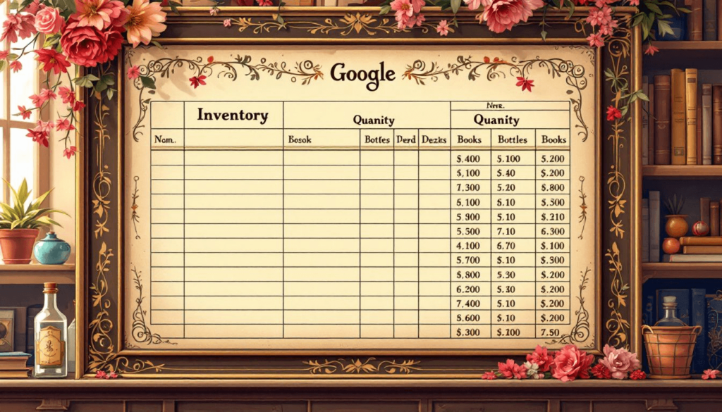 A screenshot of Google Sheets being used for inventory management.