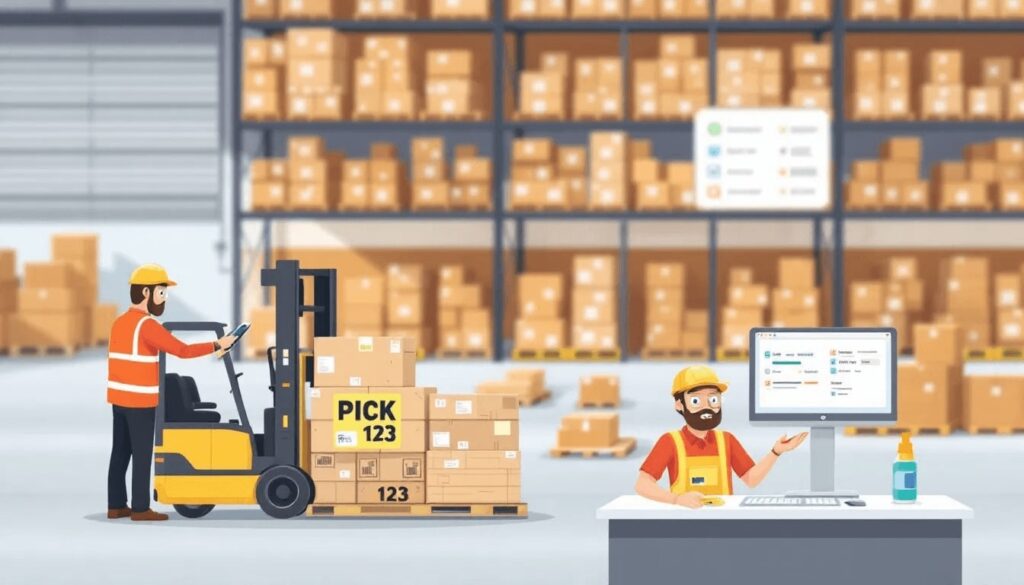 An illustration showing the order picking process in a warehouse, highlighting the importance of order picking accuracy