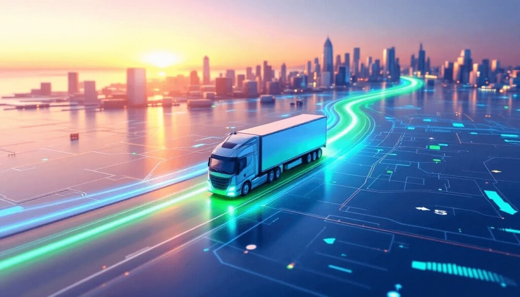 A visual representation of the benefits of using truck routing software for efficient routes.