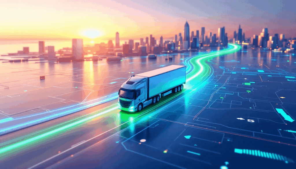 A visual representation of the benefits of using truck routing software for efficient routes.