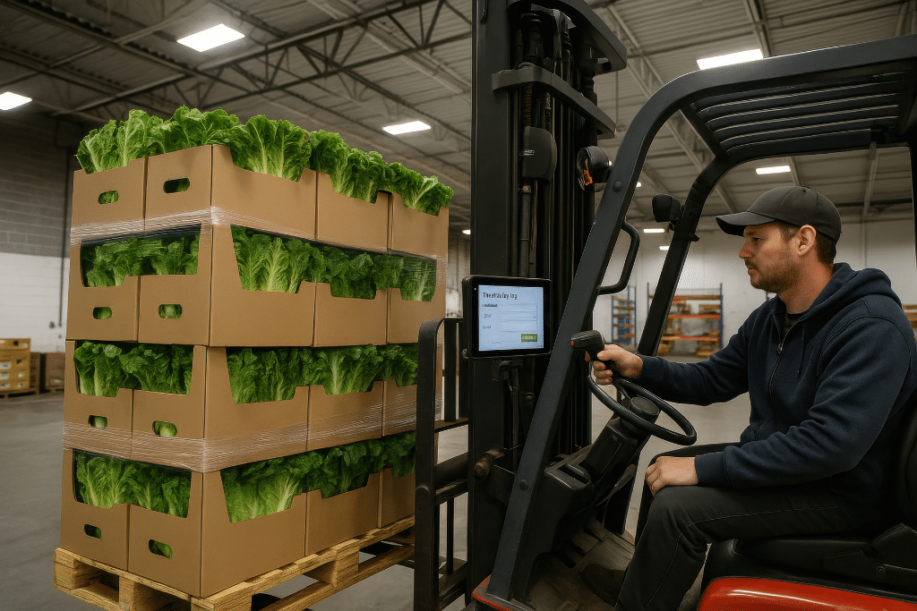 warehouse worker using food traceability software