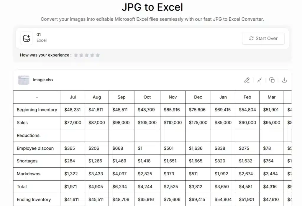 JPG to Excel