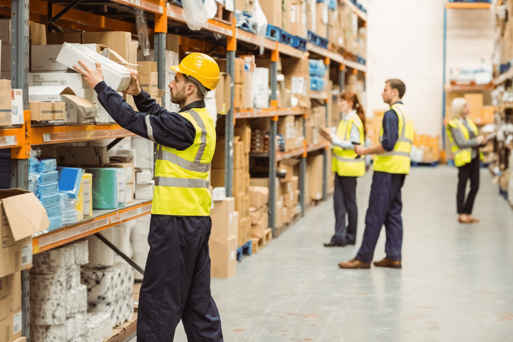 warehouse pickers working