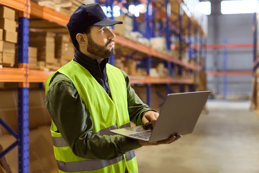 warehouse worker doing an Inventory Audit